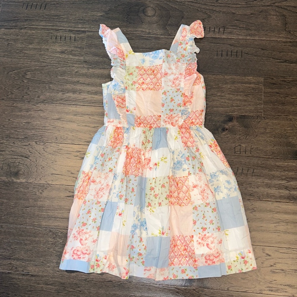Polo Ralph Lauren Girl’s Poplin Patchwork Floral-Print Ruffle Dress, Size 10